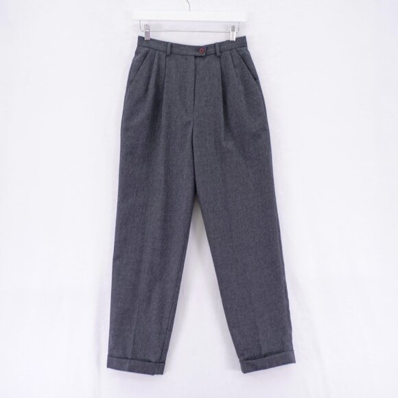 Evan Picone Gray Pleated Cuffed High Rise Dress Pants -8- 27 / 29.5 Worsted Wool - Picture 1 of 8